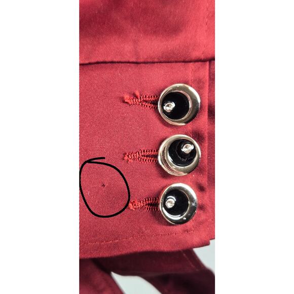 Max Mara Burgundy Maroon Womens Medium Flared Trench Coat Belted Layers Classic - Picture 5 of 7